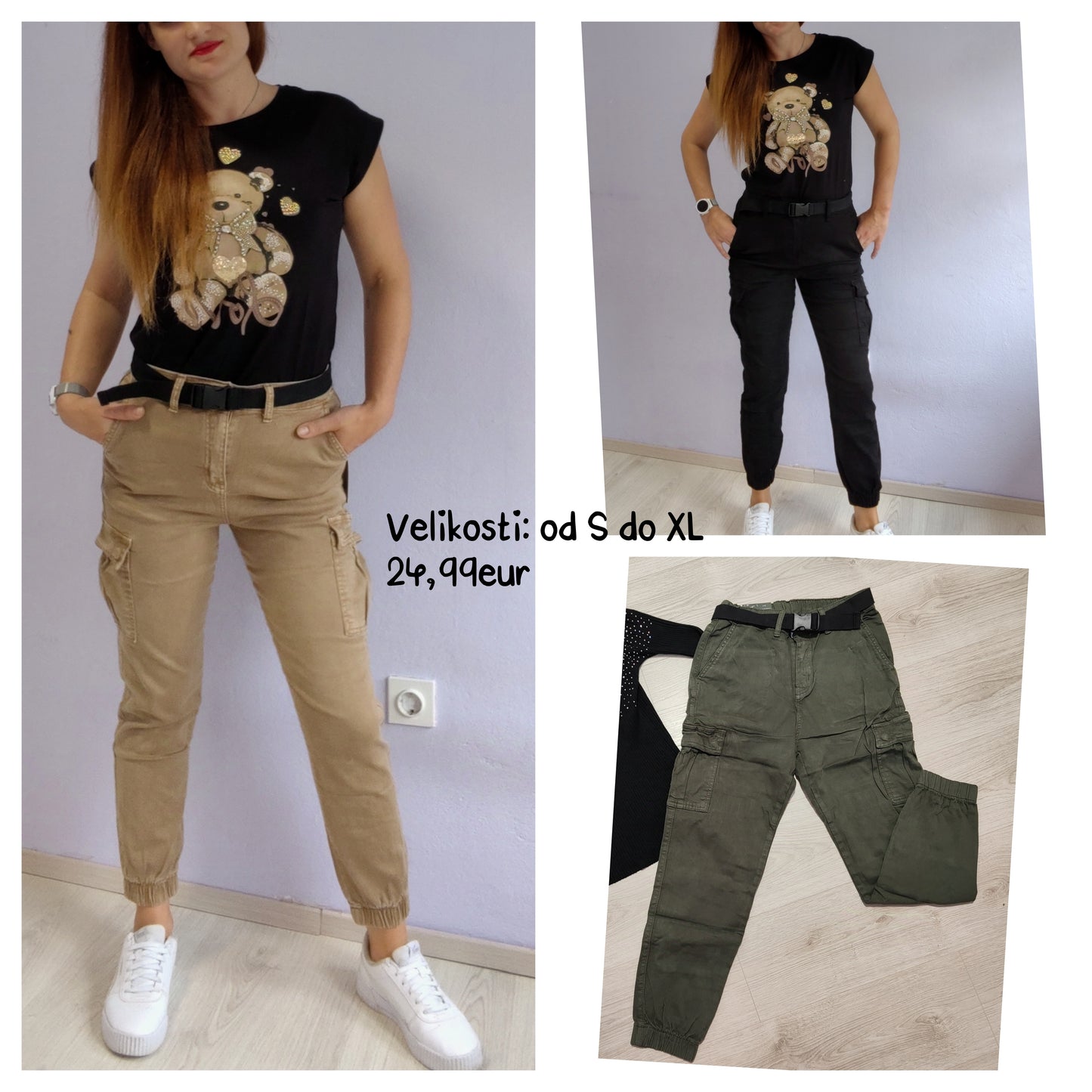 Jeans hlače v olivno zeleni barvi
