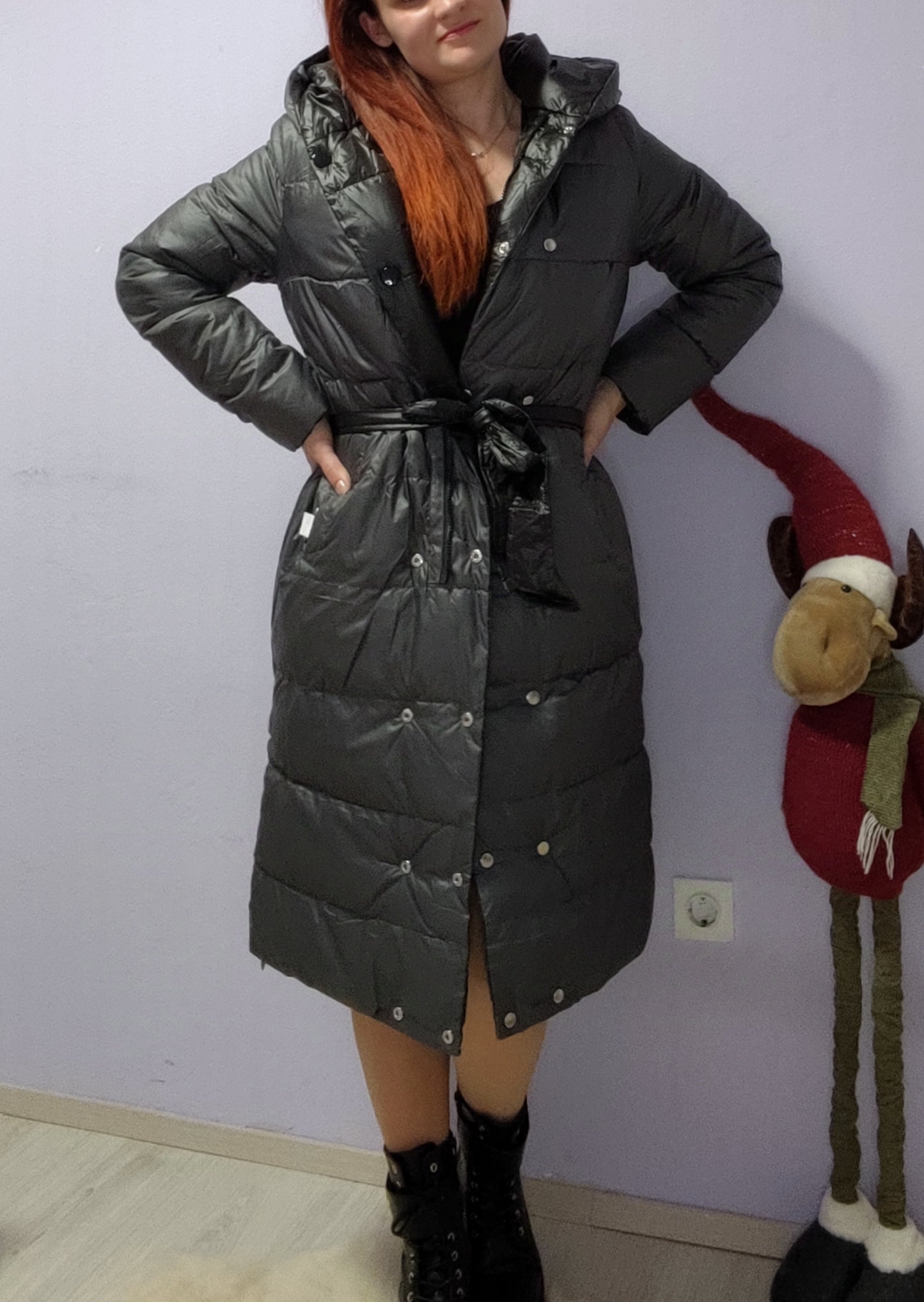 Obojestranska bunda črna-siva