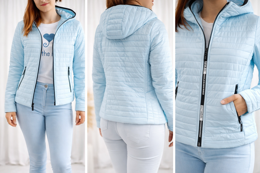 Prehodna prešita jakna modra